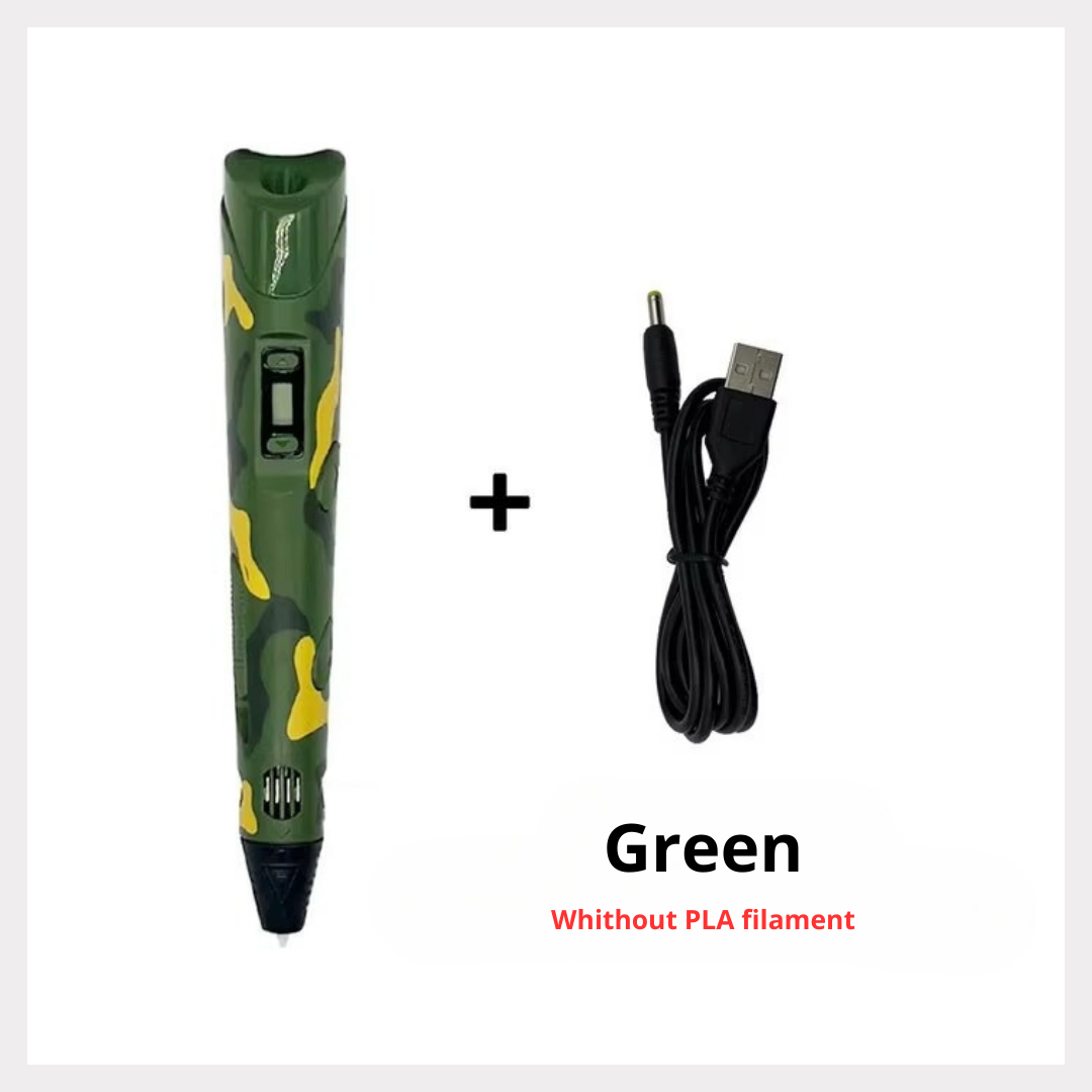 3D Printing Pen DIY Three-dimensional Painting Children Toys Fun Camouflage with Power Adapter PLA Filament New Style Gift