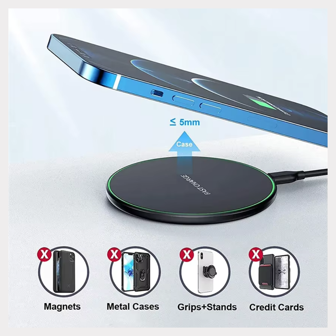 Fast Wireless Charger 15W – Slim Type-C Pad for iPhone & Samsung | Quick Charge QC 3.0