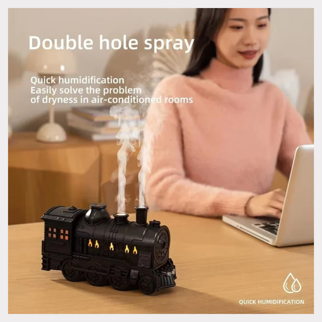 Mini Train Aromatherapy Diffuser - Ultrasonic Cool Mist Humidifier with LED