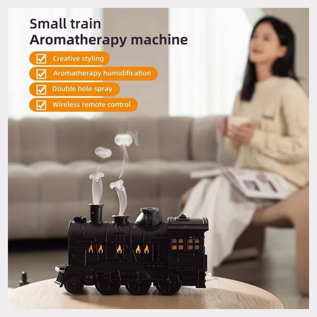 Mini Train Aromatherapy Diffuser - Ultrasonic Cool Mist Humidifier with LED