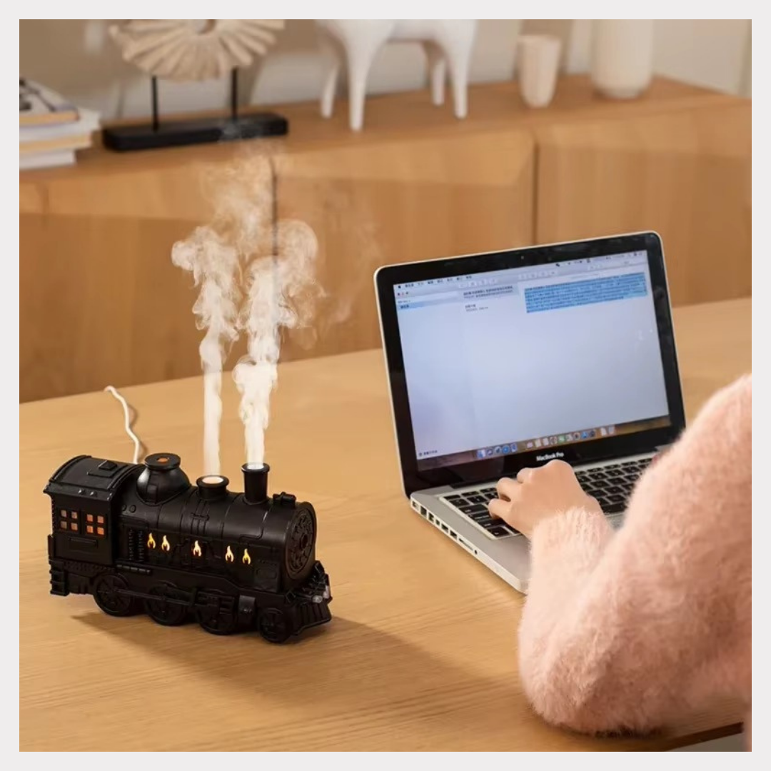 Mini Train Aromatherapy Diffuser - Ultrasonic Cool Mist Humidifier with LED