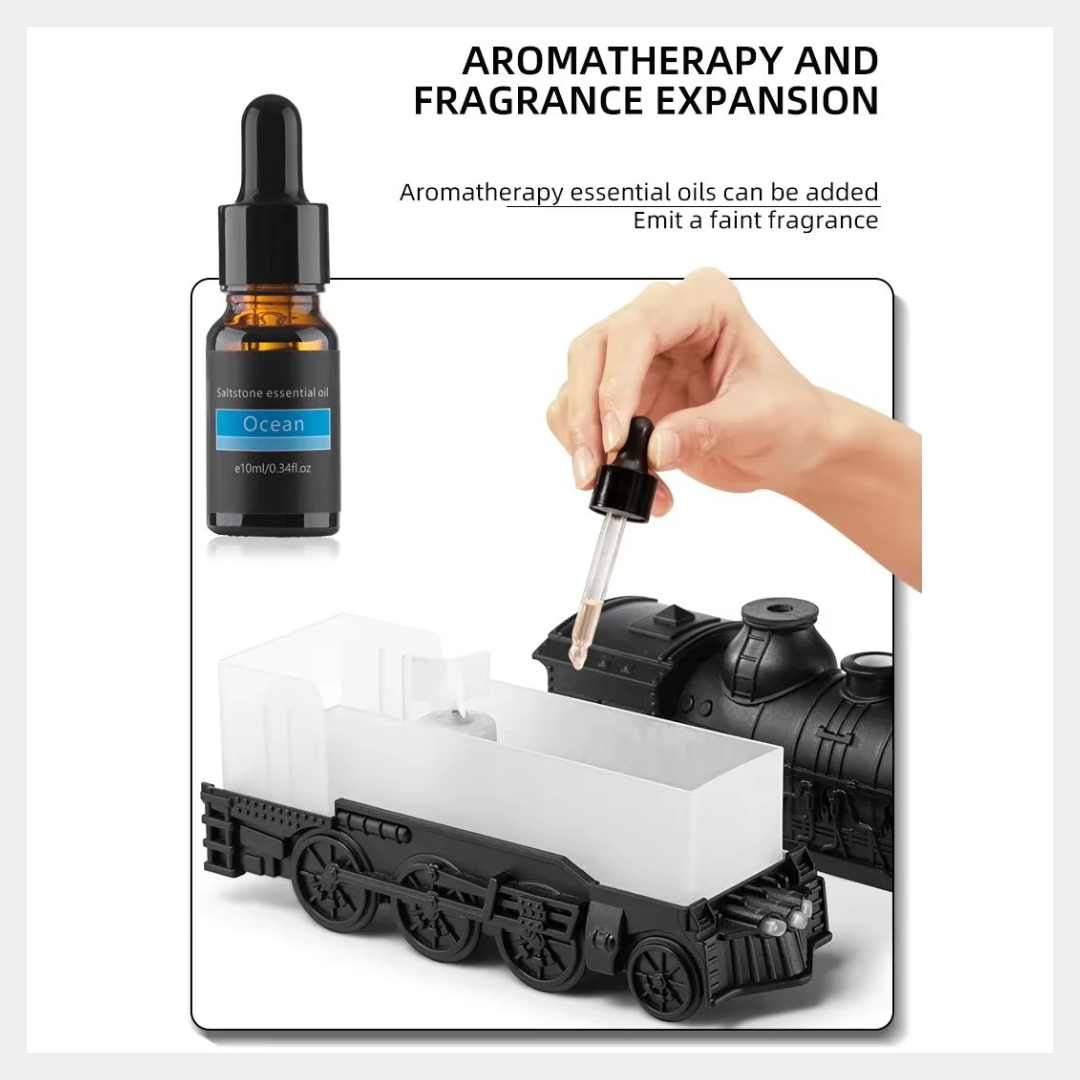 Mini Train Aromatherapy Diffuser - Ultrasonic Cool Mist Humidifier with LED