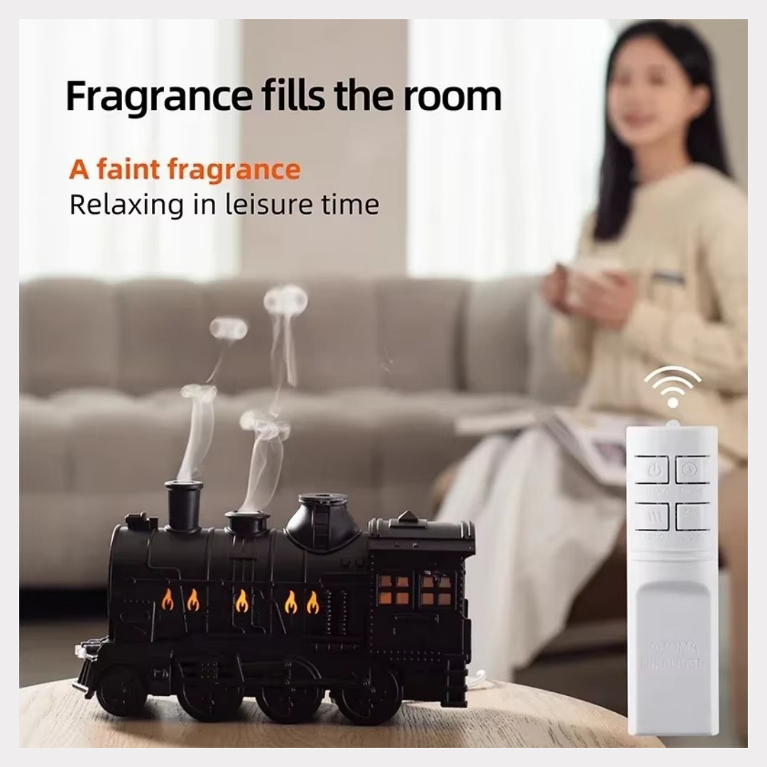 Mini Train Aromatherapy Diffuser - Ultrasonic Cool Mist Humidifier with LED