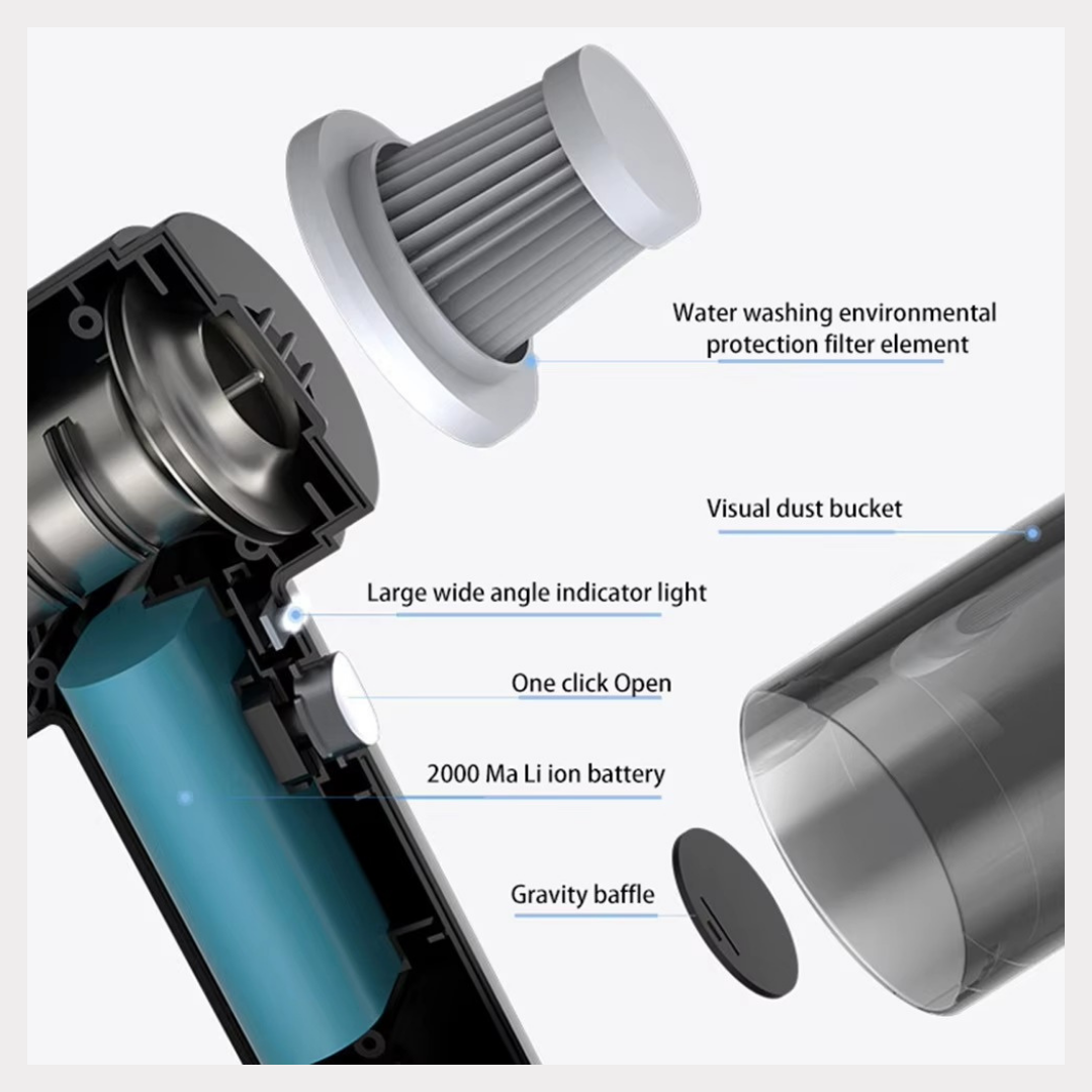 6000Pa Mini Cordless Vacuum Cleaner - Portable Handheld for Home & Car