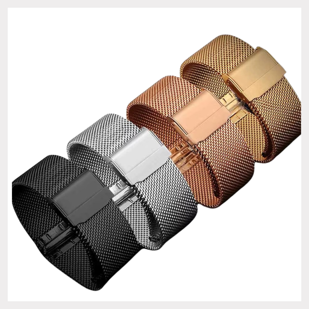 Universal Milanese Stainless Steel Watch Bands: Elegant 14mm-22mm Straps in Black, Rose, Gold, and Metal