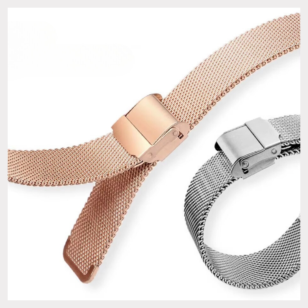 Universal Milanese Stainless Steel Watch Bands: Elegant 14mm-22mm Straps in Black, Rose, Gold, and Metal