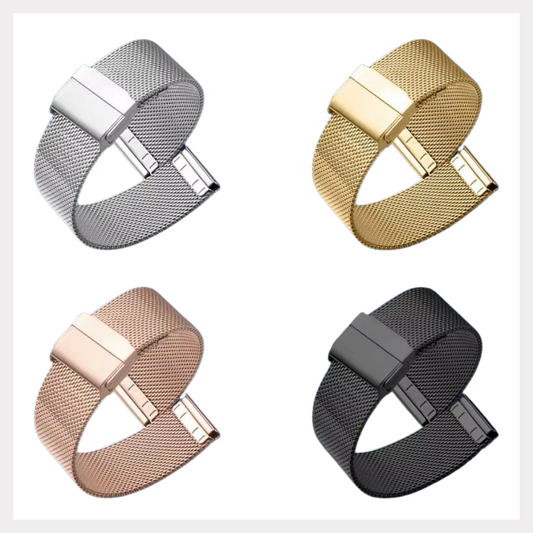 Universal Milanese Stainless Steel Watch Bands: Elegant 14mm-22mm Straps in Black, Rose, Gold, and Metal