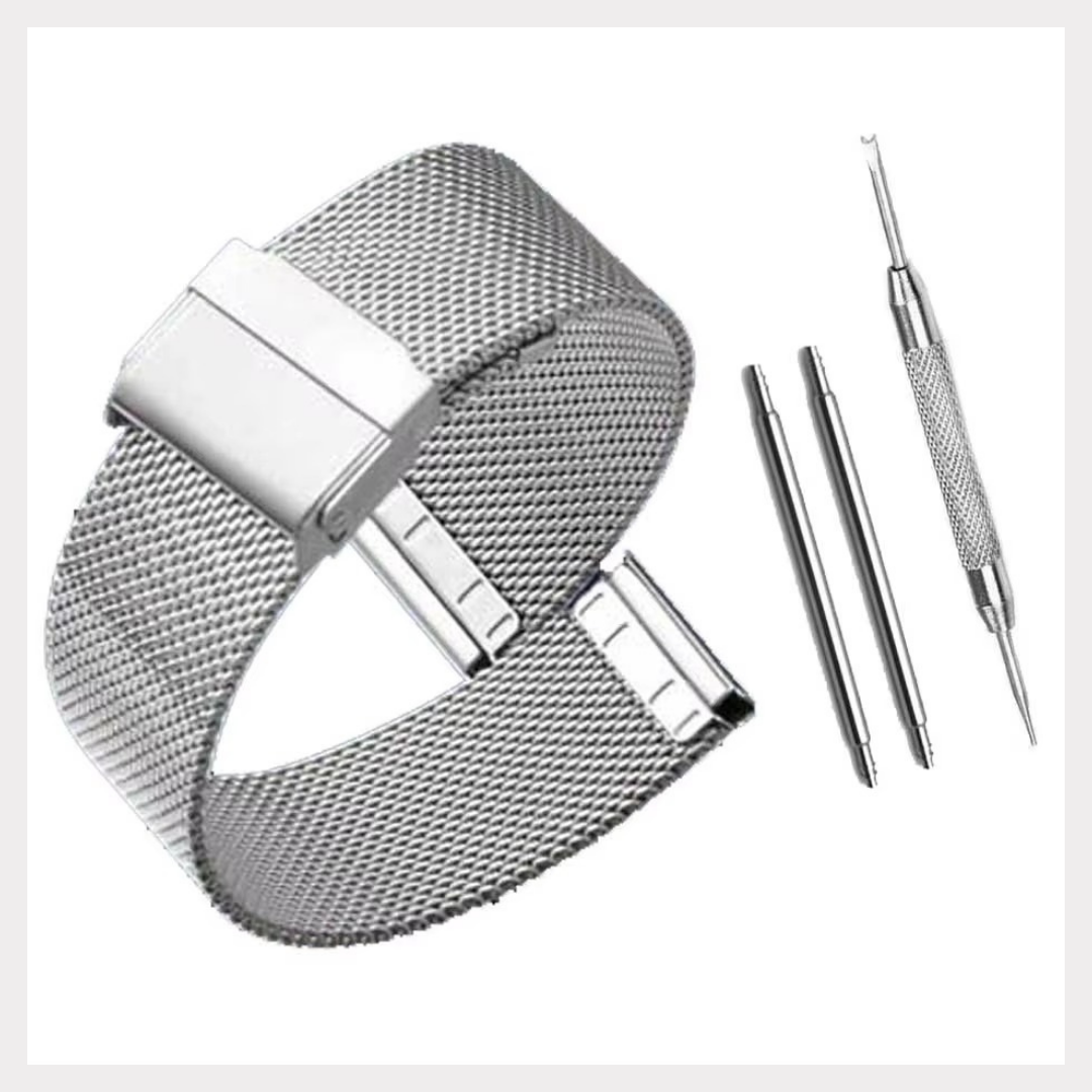 Universal Milanese Stainless Steel Watch Bands: Elegant 14mm-22mm Straps in Black, Rose, Gold, and Metal