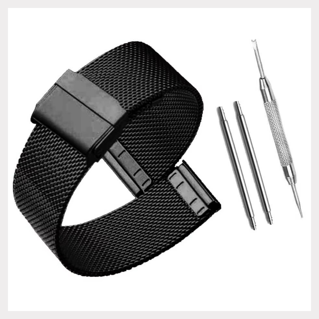 Universal Milanese Stainless Steel Watch Bands: Elegant 14mm-22mm Straps in Black, Rose, Gold, and Metal