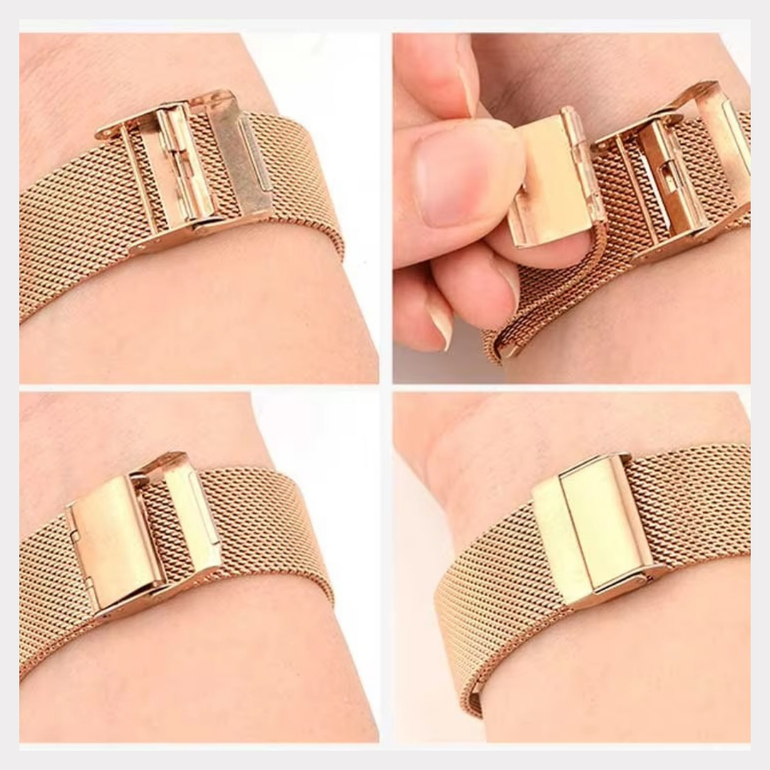 Universal Milanese Stainless Steel Watch Bands: Elegant 14mm-22mm Straps in Black, Rose, Gold, and Metal