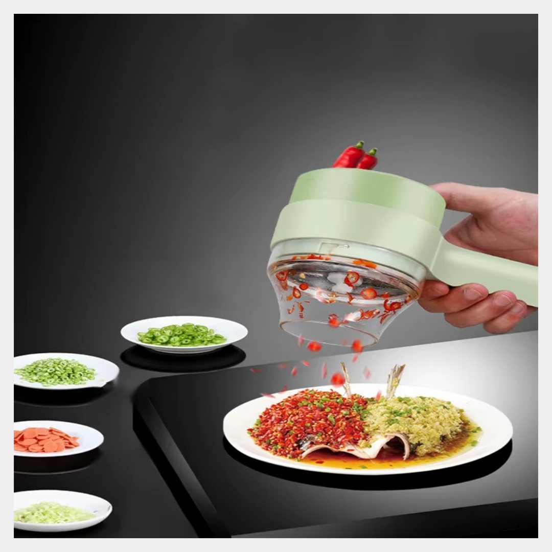 Electric Vegetable Cutter Set - Wireless Garlic Masher & Food Chopper, 4-in-1
