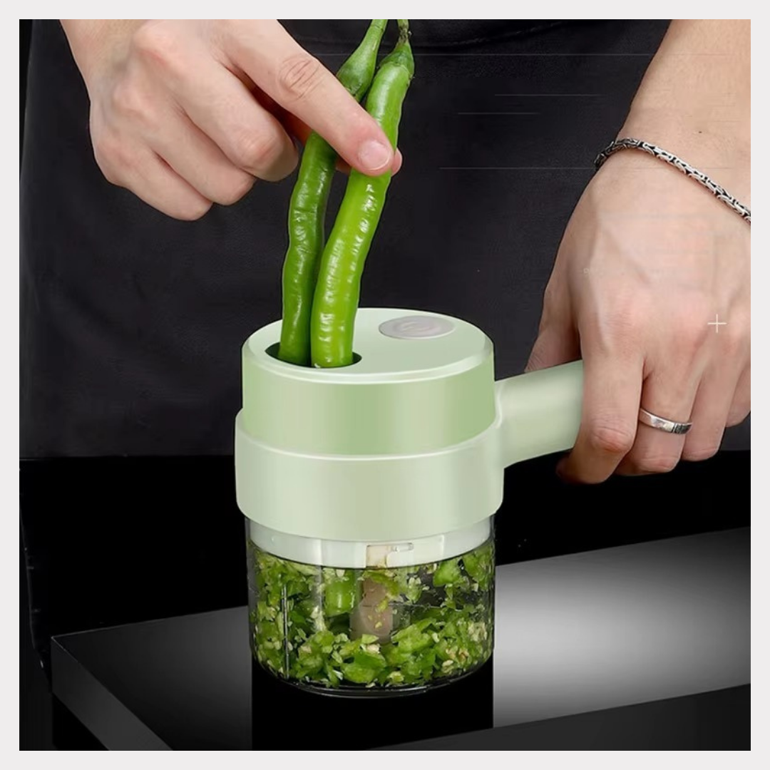 Electric Vegetable Cutter Set - Wireless Garlic Masher & Food Chopper, 4-in-1