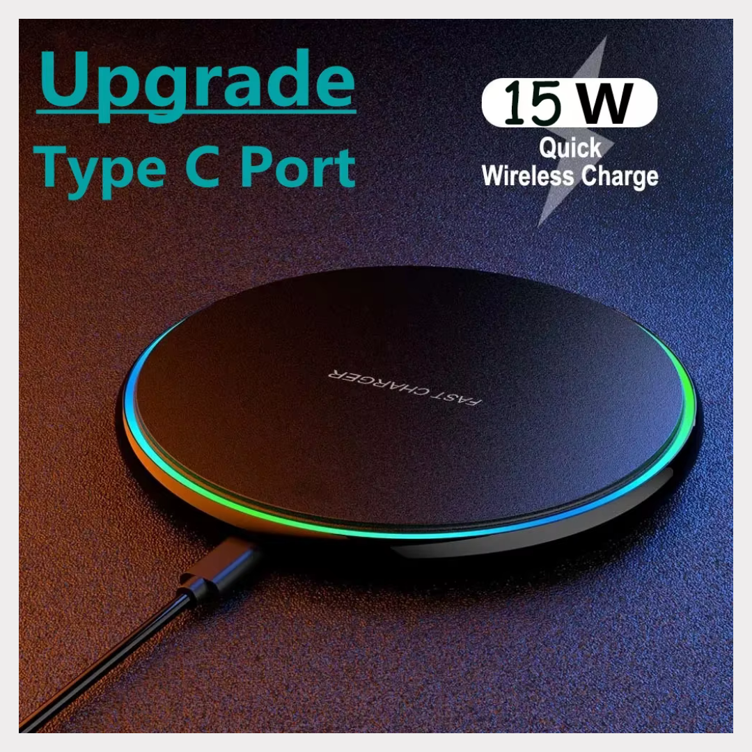 Fast Wireless Charger 15W – Slim Type-C Pad for iPhone & Samsung | Quick Charge QC 3.0